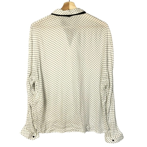 Zara White Black Polka Dot Long Sleeve Button Down M - Picture 2 of 3